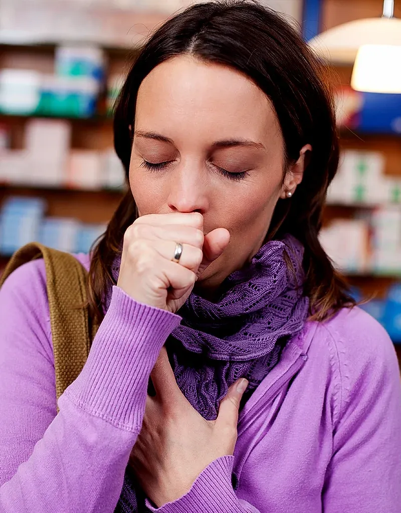 female with cough